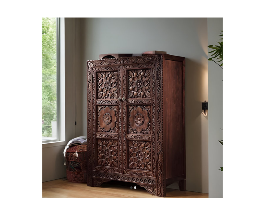 Indian Hand Carved Solid Wood Cabinet D89