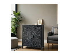 Indian Mandala Hand Carved Solid Wood Cabinet D90