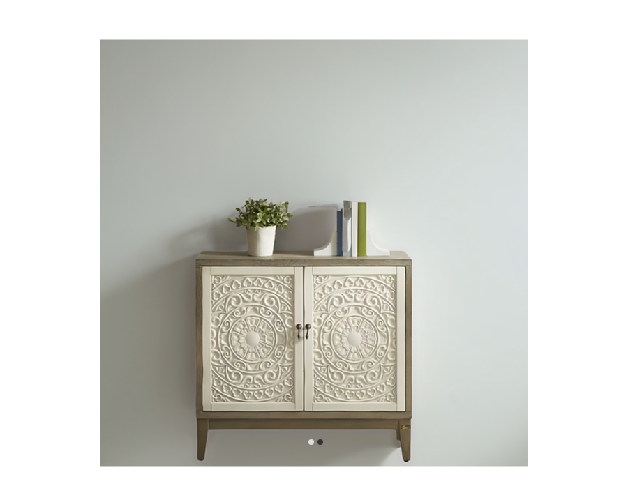 Indian Mandala Hand Carved Solid Wood Cabinet D94