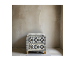 Bone Inlay Geometric Pattern Bedside Table 83