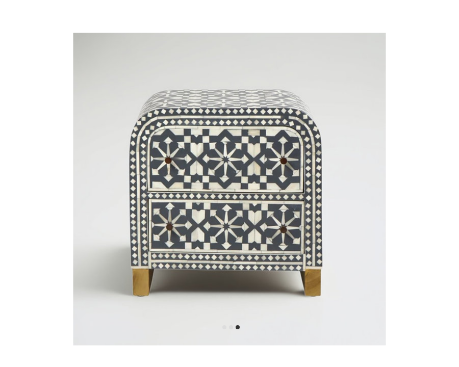 Bone Inlay Geometric Pattern Bedside Table 83