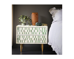 Bone Inlay Strip Pattern Bedside Table 84