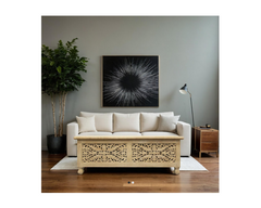 Indian Hand Carved Solid Wood Trunk Blanket Box Chest C18