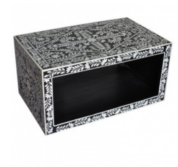 Bone inlay Black Floral Coffee Table