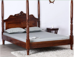 Indian Hand Carved Sheesham Wood Bed Frame King Size 148