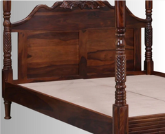 Indian Hand Carved Sheesham Wood Bed Frame King Size 148