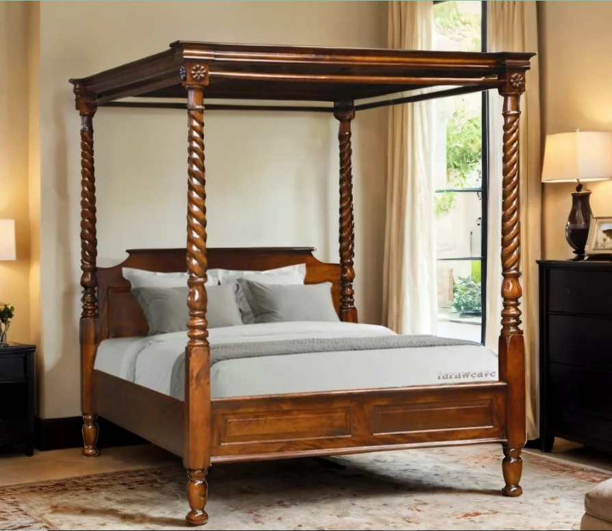 Indian Hand Carved Sheesham Wood Bed Frame King Size 149