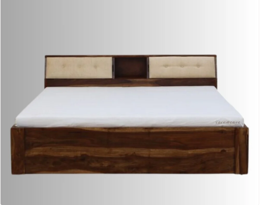 Indian Hand Carved Sheesham Wood Storage Bed Frame King Size 150