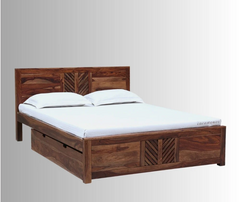 Indian Hand Carved Sheesham Wood Storage Bed Frame King Size 151