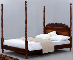 Indian Hand Carved Sheesham Wood Poster Bed Frame King Size 154