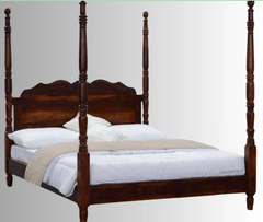 Indian Hand Carved Sheesham Wood Poster Bed Frame King Size 154