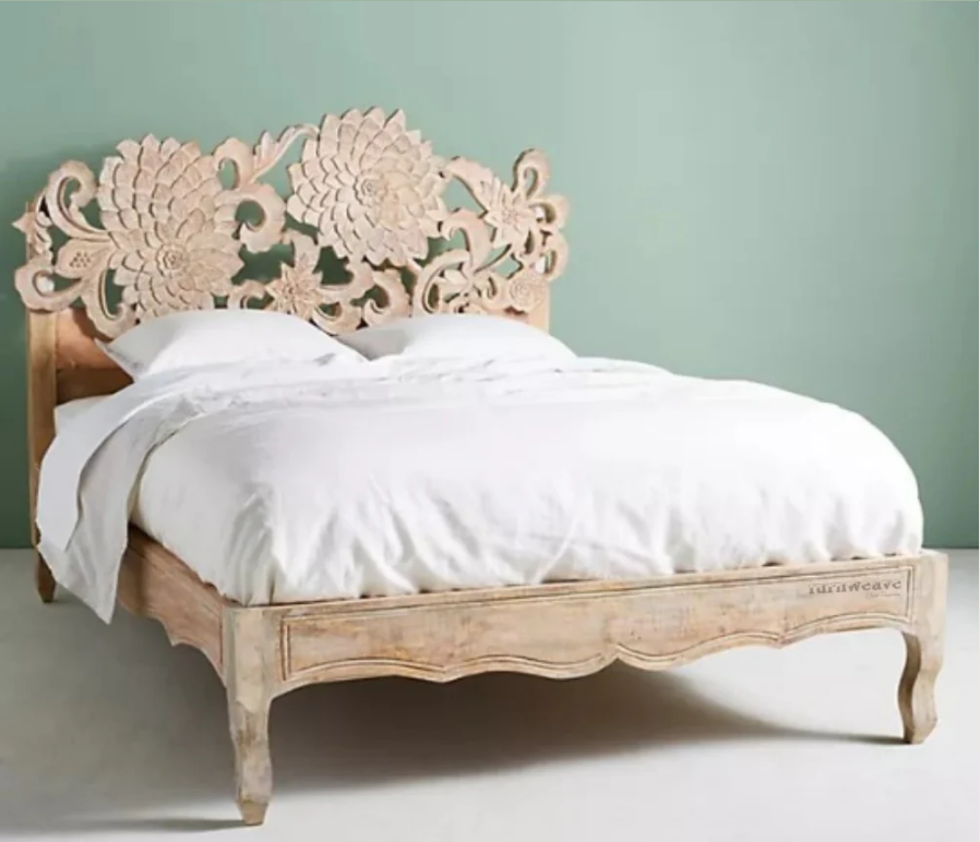 Indian Hand Carved Mango Wood Bed Frame King Size 156