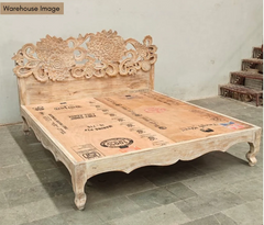 Indian Hand Carved Mango Wood Bed Frame King Size 156