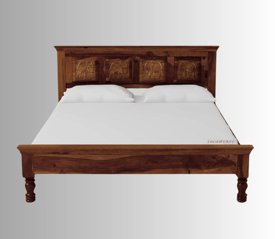 Indian Hand Carved Solid Wood Bed Frame King Size 159