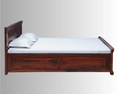 Indian Hand Carved Solid Wood Storage Bed Frame King Size 160