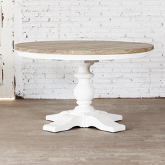 Ethereal Whites Handmade Indian Furniture Solid Mango Wood round Dining Table