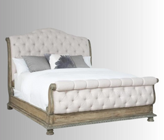 Indian Hand Carved Solid Wood Upholstered Fabric Bed Frame King Size 162