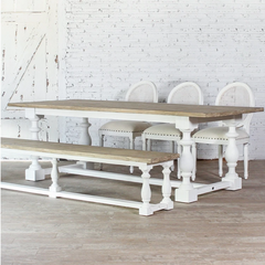 Ethereal Whites Handmade Indian Furniture Solid Mango Wood Dining Table