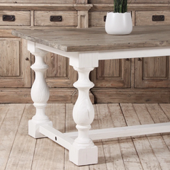 Ethereal Whites Handmade Indian Furniture Solid Mango Wood Dining Table