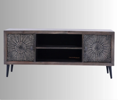 Indian Hand Carved Solid Wood TV Unit 21