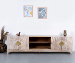 Indian Hand Carved Solid Wood TV Unit 22