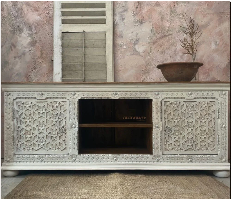 Indian Hand Carved Solid Wood TV Unit 29