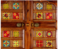 Handmade Indian Furniture Solid Mango Wood Crockery Unit Cabinet 01