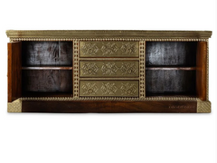 Indian Brass Work Solid Wood Brass Fitted Antique TV Unit 30