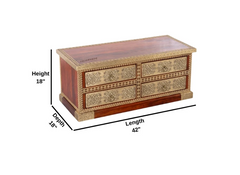 Indian Brass Work Solid Wood Brass Fitted Antique TV Unit 31