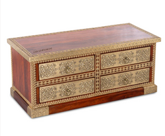 Indian Brass Work Solid Wood Brass Fitted Antique TV Unit 31