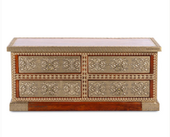 Indian Brass Work Solid Wood Brass Fitted Antique TV Unit 31