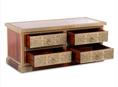 Indian Brass Work Solid Wood Brass Fitted Antique TV Unit 31