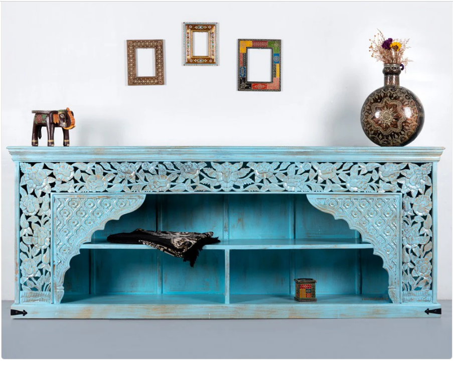 Indian Hand Carved Solid Wood Console Hall Table 21