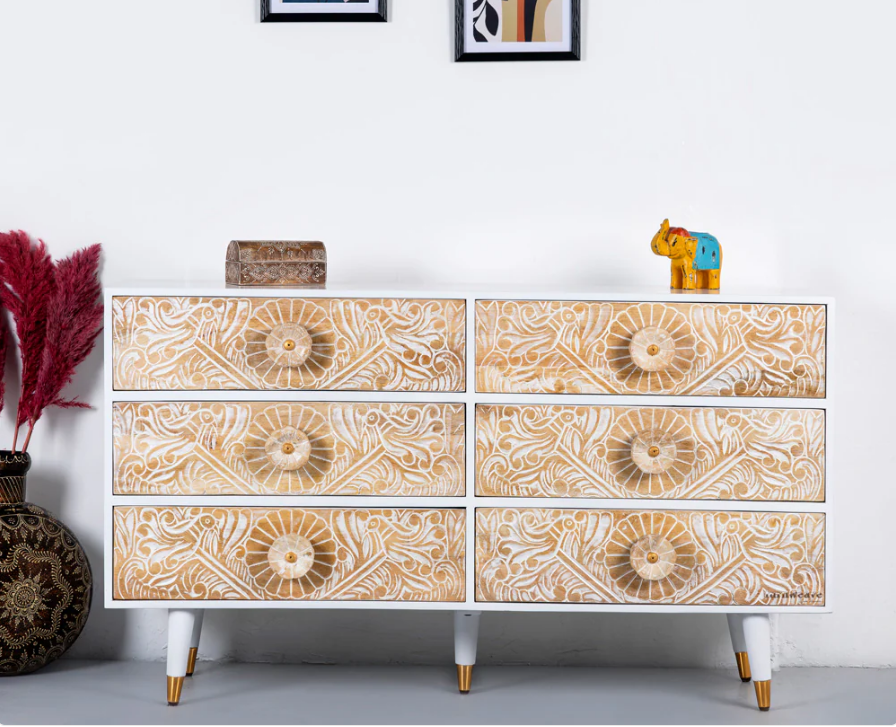 Hand Carved Solid Wood Chest of Drawers D20