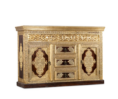 Indian Antique Brass Work Solid Wood Sideboard C18