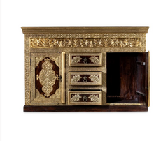 Indian Antique Brass Work Solid Wood Sideboard C18