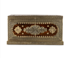 Indian Brasswork Antique Solid Wood Blanket Box Chest C11