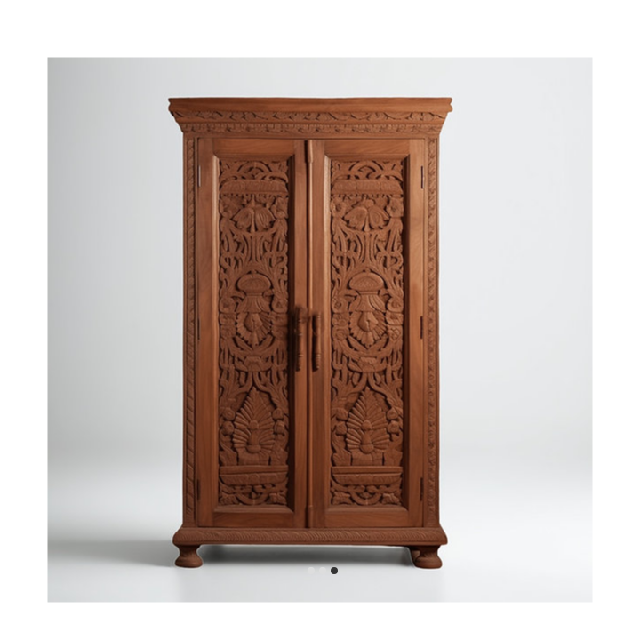 Indian Hand Carved Solid Wooden Cupboard Wardrobe D83