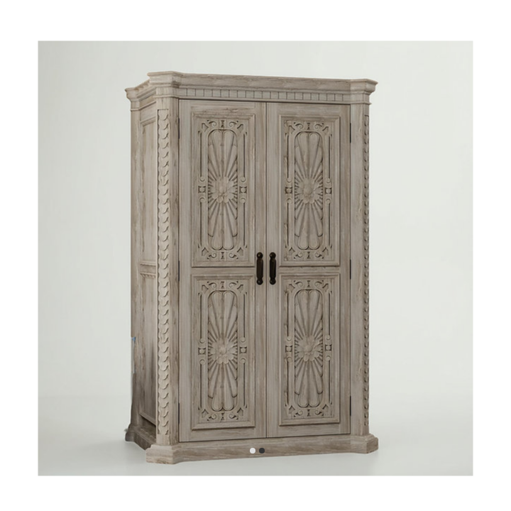 Indian Hand Carved Solid Wooden Cupboard Wardrobe D84