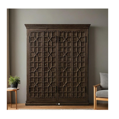 Indian Hand Carved Solid Wooden Cupboard Wardrobe D85