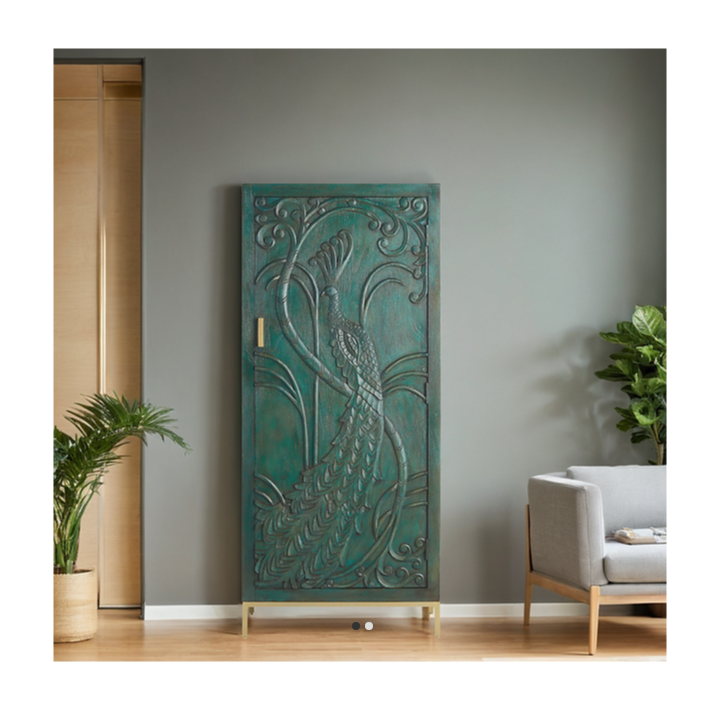 Indian Hand Carved Solid Wooden Cupboard Wardrobe D94