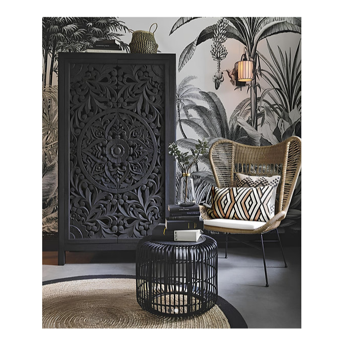 Indian Hand Carved Solid Wooden Cupboard Wardrobe D98