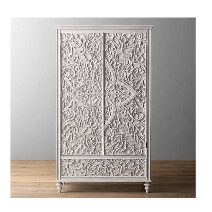 Indian Hand Carved Solid Wooden Cupboard Wardrobe D108