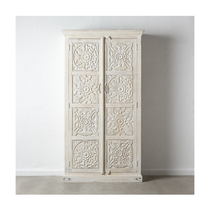 Indian Hand Carved Solid Wooden Cupboard Wardrobe D109