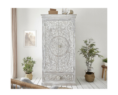 Indian Hand Carved Solid Wooden Cupboard Wardrobe D111