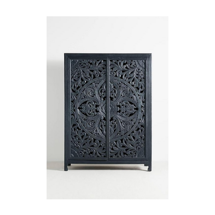 Indian Hand Carved Solid Wooden Cupboard Wardrobe D112