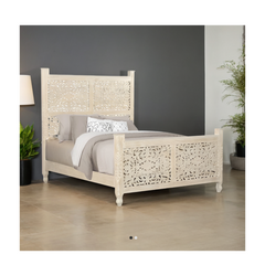 Indian Hand Carved Solid Wood Bed Frame 179