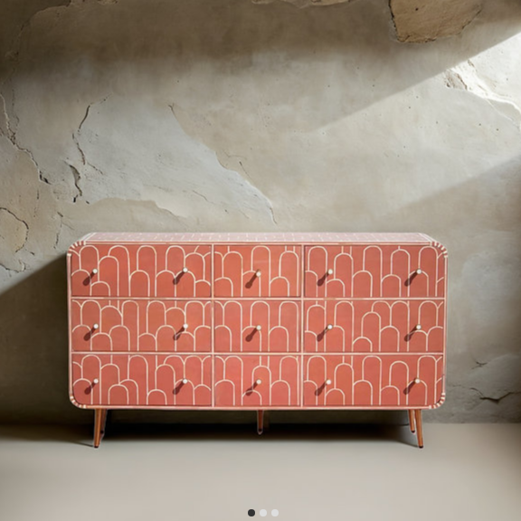 Bone Inlay Floral Pattern Chest of Drawer D27