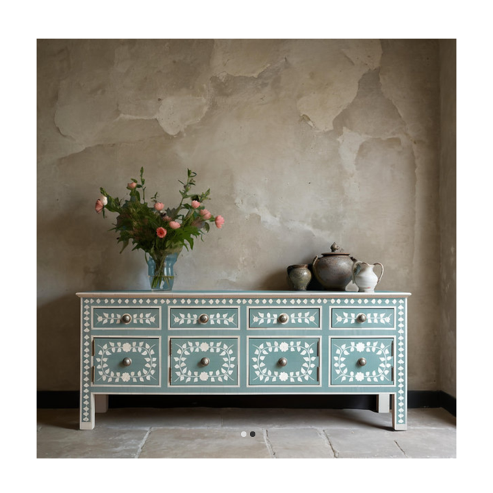 Bone Inlay Floral Pattern TV Unit 37