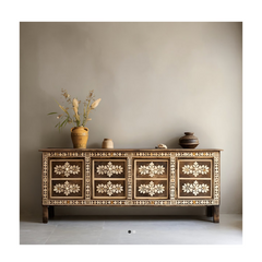 Bone Inlay Floral Pattern TV Unit 38